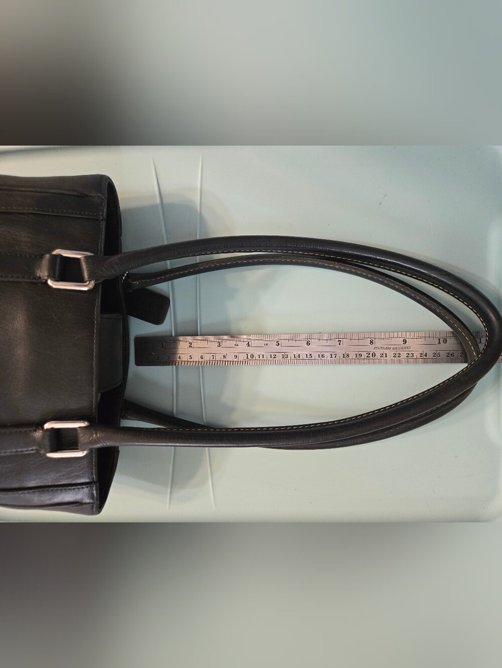 Vintage Coach Black Leather Bonnie Legacy Slim Tote Bag #9422 - Picture 13 of 16